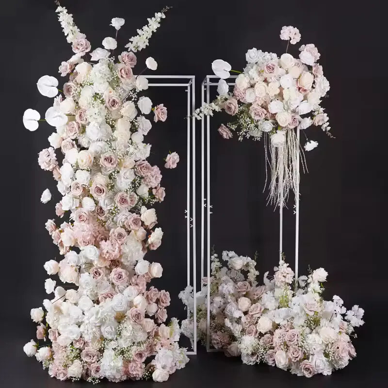décoration événement mariage extérieur rose soie blanche romantique élégante moderne arches fleurs