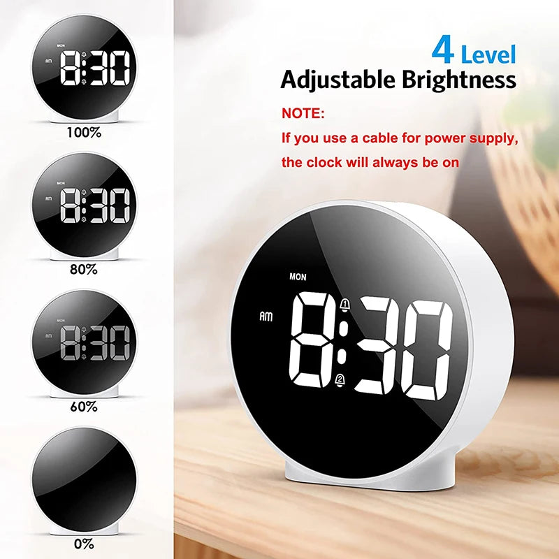 horloge numérique moderne alarme double réglage luminosité noir blanc matériau