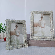 cadre photo argenté strass brillants décoration glamour moderne photo femme robe blanche
