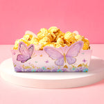 boîtes pop corn décoratives papillons rose violet doré fête anniversaire mariage baptême fille