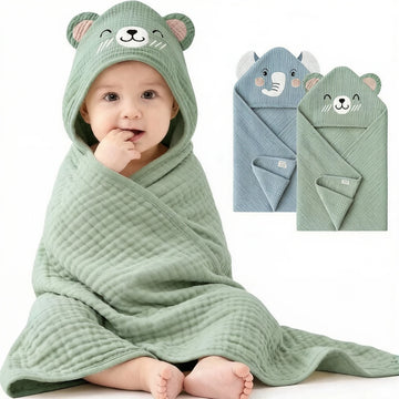 serviettes bain bébé rose poudré capuche oreilles lapin coton fibre bambou absorbant doux gaufrettes