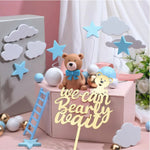 décoration gâteau ours nuages étoiles sucre anniversaire fête thème enfant bleu doré