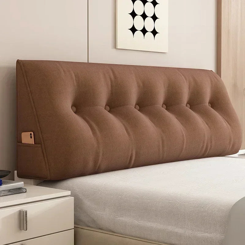 coussin tête lit beige gris bleu vert moderne confortable tissu peluche boutons poche eyelets