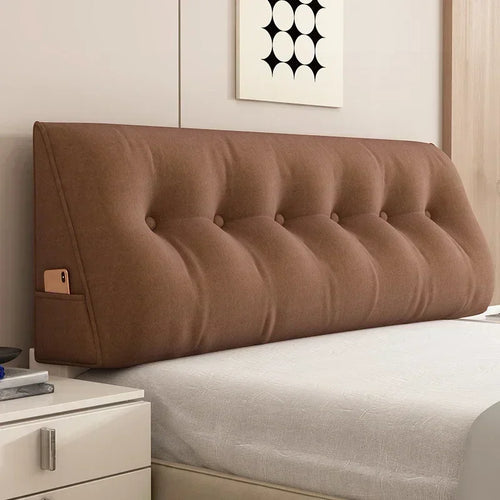 coussin tête lit beige gris bleu vert moderne confortable tissu peluche boutons poche eyelets