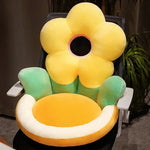 coussin sol fleurs stylisées moderne blanc jaune orange 50x45cm lavableversible