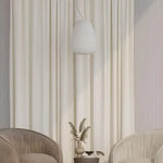 rideau moderne polyester beige clair rayures verticales blanches fenêtre française opaque tulle