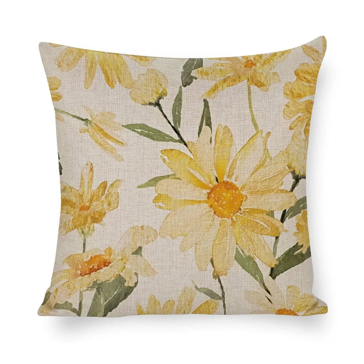coussin fleur jaune moderne amovible lavable beige siège dossier décoration maison canapé