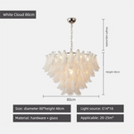 Suspension lumineuse moderne verre blanc translucide chaîne organique 50cm 60cm 80cm lumière froide naturelle