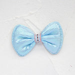 rubans forme noeud rayés pailletés blanc rose clips pinces décoration enfantine opaques nylon pack