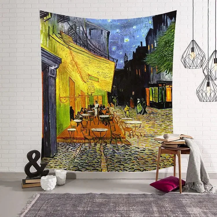 tapisserie murale décoration chambre van gogh tournesol nuit étoilée tissu artistique grand
