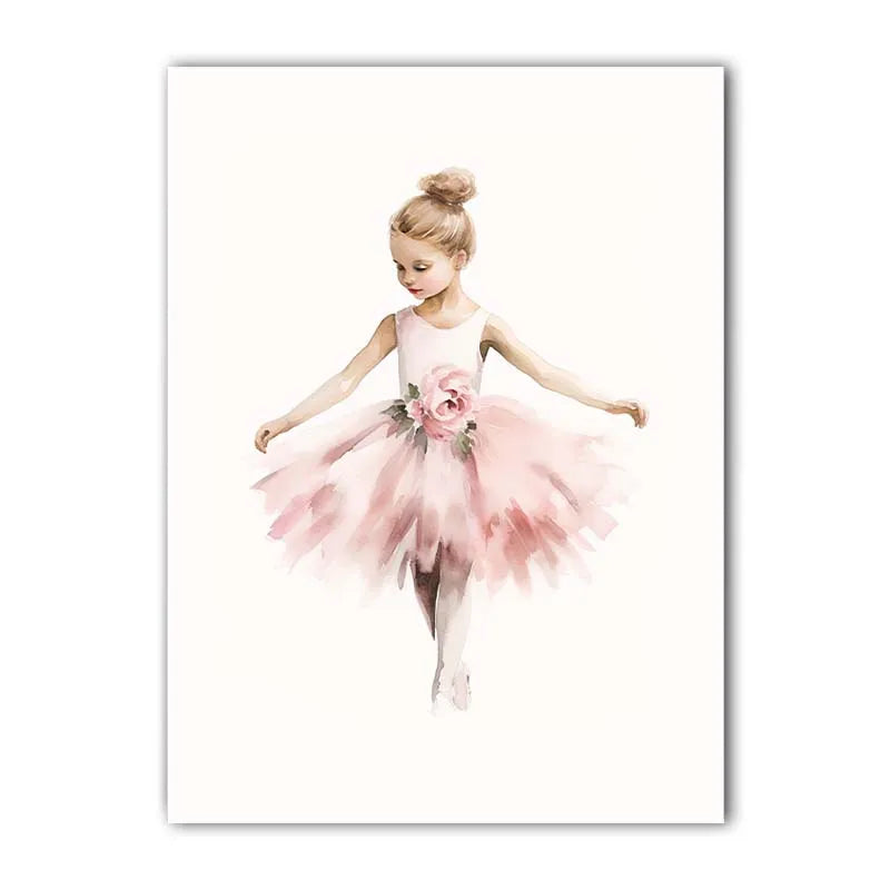 toile illustration danseuse ballet rose ruban cadre blanc chambre enfant
