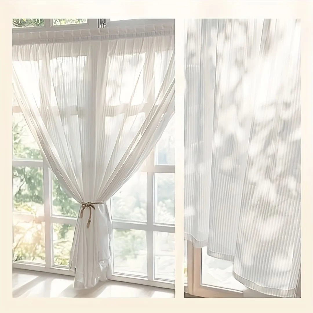 rideau blanc plissé vertical translucide moderne minimaliste tringle rideaux polyester