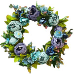 couronne florale vintage rose blanche feuilles vertes fleurs artificielles intérieur mariage table porte