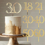 décoration gâteau anniversaire or moderne élégant chiffres 18 21 30 40 50 60 pique