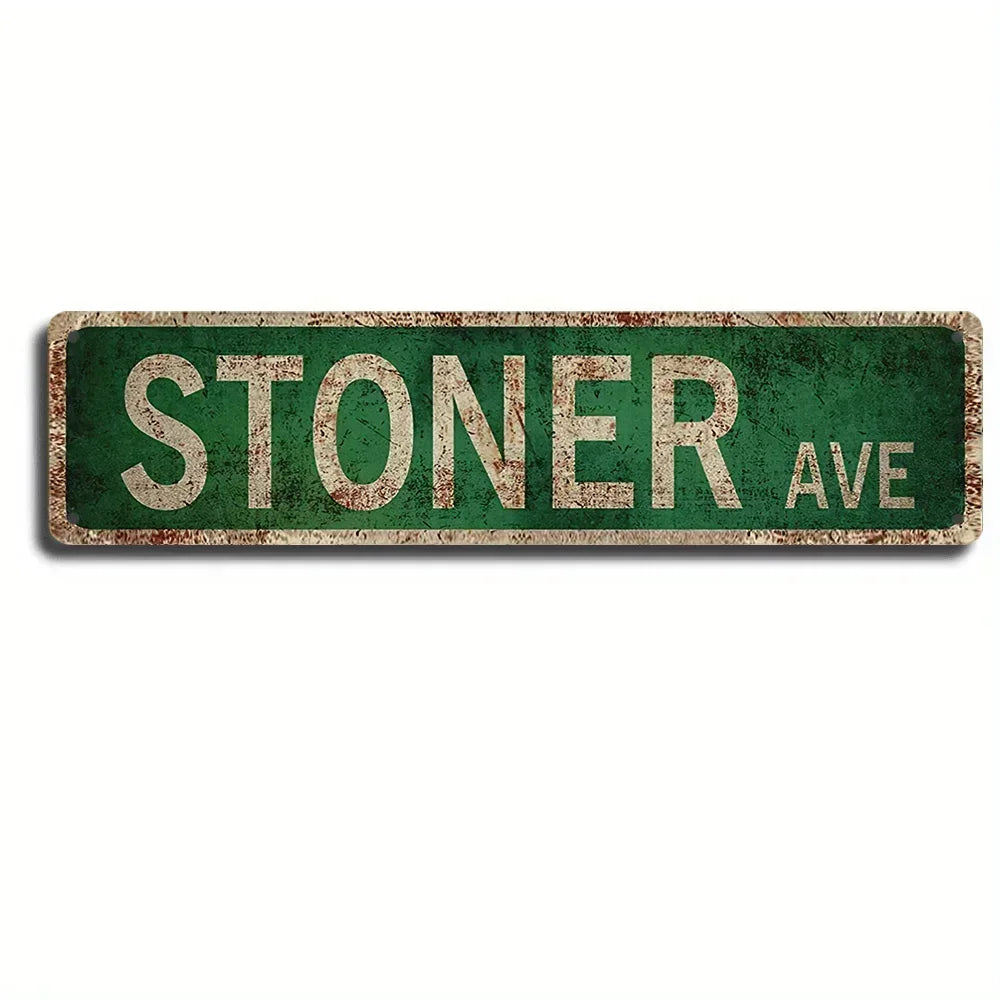 plaque rue vintage grunge fixations rustique décoration murale métal vert foncé