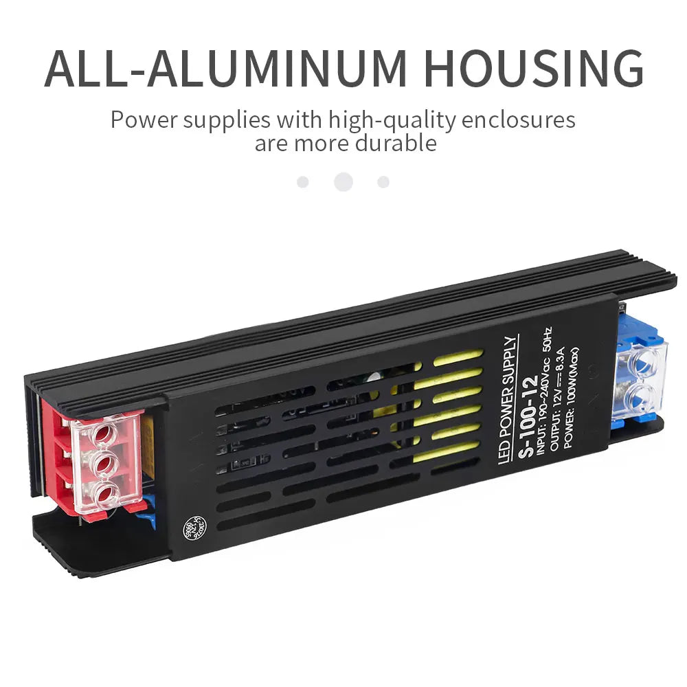 alimentation led transformateur 12v 24v 60w 100w 200w 300w 400w 500w noir
