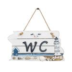 panneau décoratif marin bateau maison phare coquillages blanc bleu noir