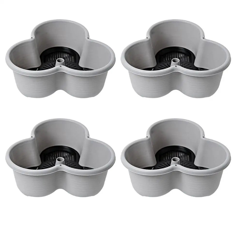 pots fleurs verticaux empilables plastique moderne roulettes patio plantes lettuces fleurs trèfle grisclair minimaliste