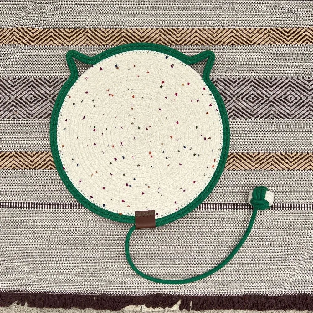 tapis chats blanc rouge rose jaune violet tissé points noirs moderne oreilles chat anneau