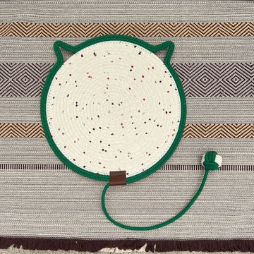tapis chats blanc rouge rose jaune violet tissé points noirs moderne oreilles chat anneau