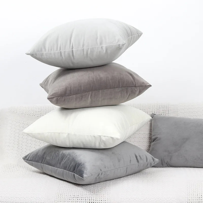 coussin velours gris moderne carré décoratif maison 30x50cm 40x40cm 45x45cm 50x50cm