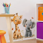 sticker mural animal girafe éléphant papillon feuille enfant chambre décoration intérieure imperméable autocollant