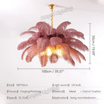 lustre led plumes rose blanc bleu moderne élégant tringle suspension chambre salon