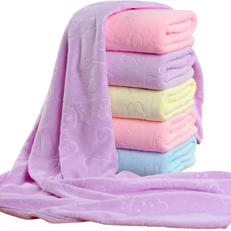 serviette bain imprimée coeurs rose violet jaune bleu moderne 70x120cm absorption rapide lavable machine