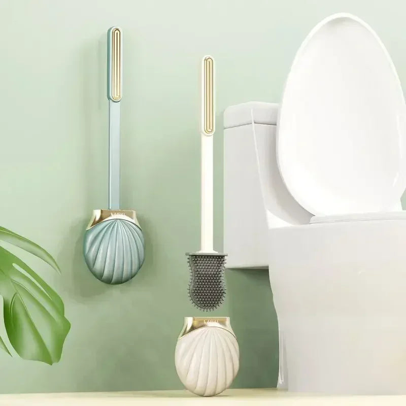 brosse wc moderne bleu clair orange blanc texture coquillage adhésif durable plastique