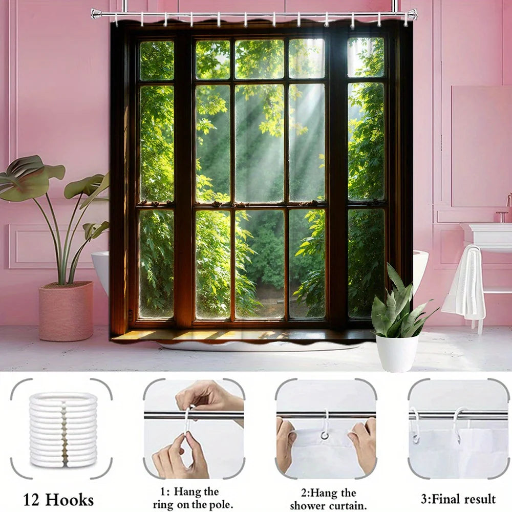 rideau douche moderne imprimé fenêtre lumière brun foncé polyester jacquard opaque anneaux blancs respectueux