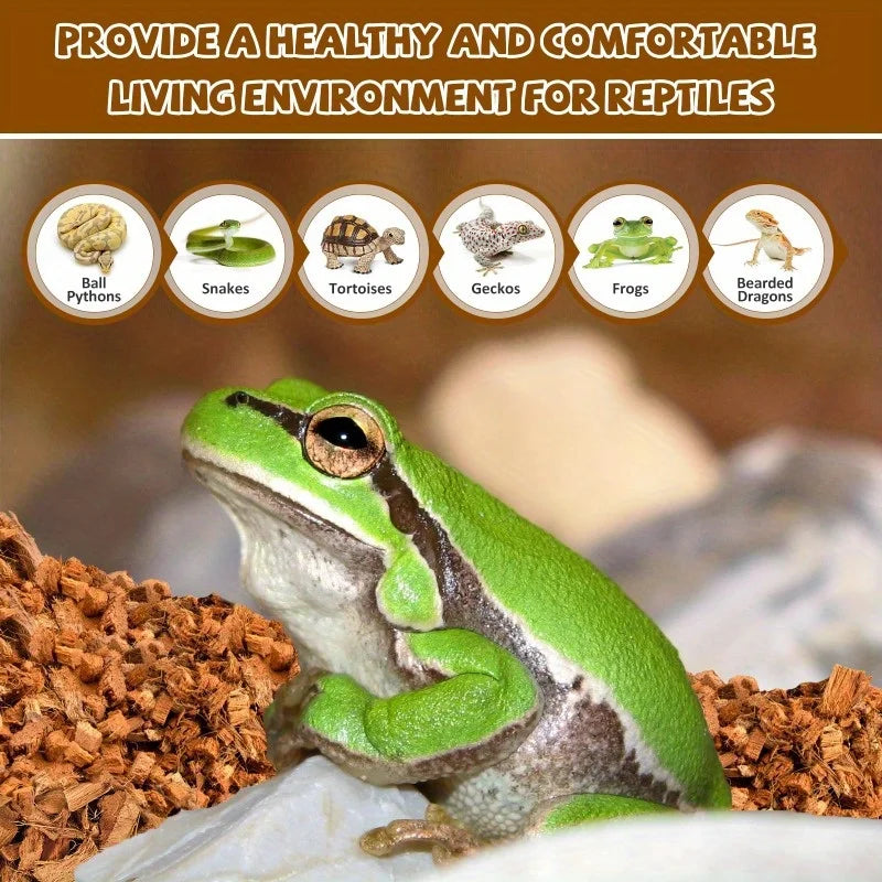substrat coco copeaux terrarium reptiles tortues gecko serpent grenouille naturel animal camouflage jardinage biotope