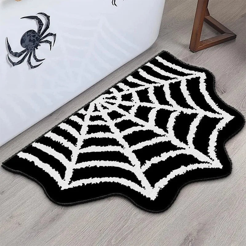 tapis halloween citrouille fantôme crâne toile d'araignée orange noir blanc maison fantaisie extérieur prière