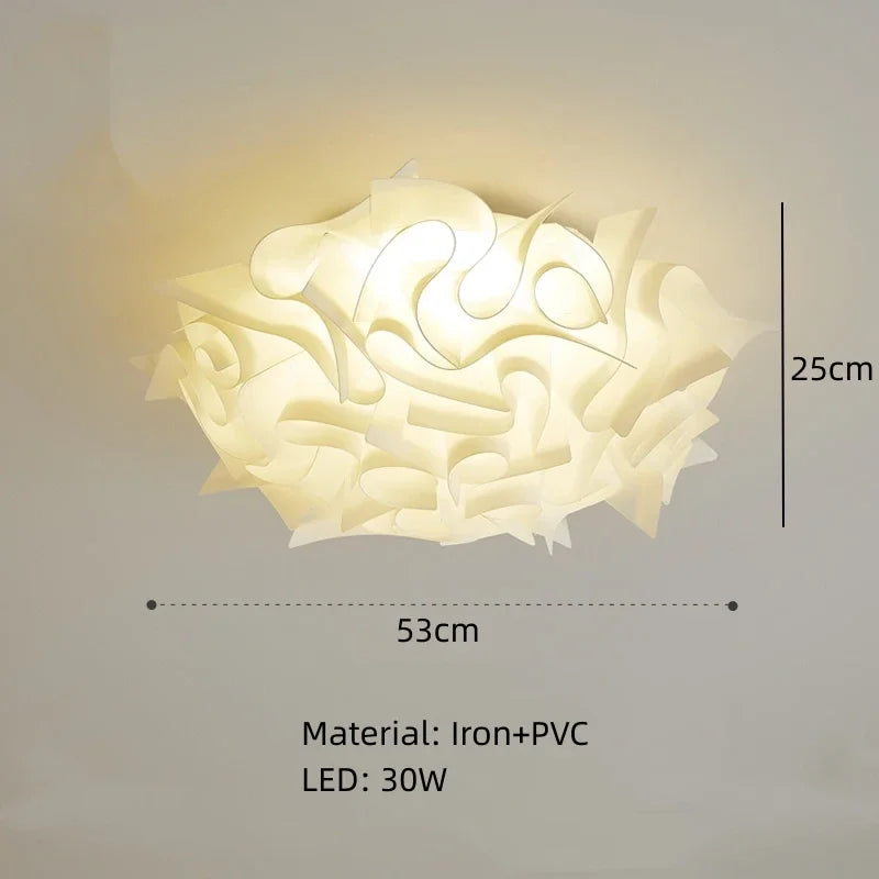 lampe suspendue moderne blanc feuilles papillons fer pvc led télécommande gradation 53cm 75cm