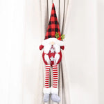Boucle rideau noël gnome rouge noir blanc festif pompons boutons festive
