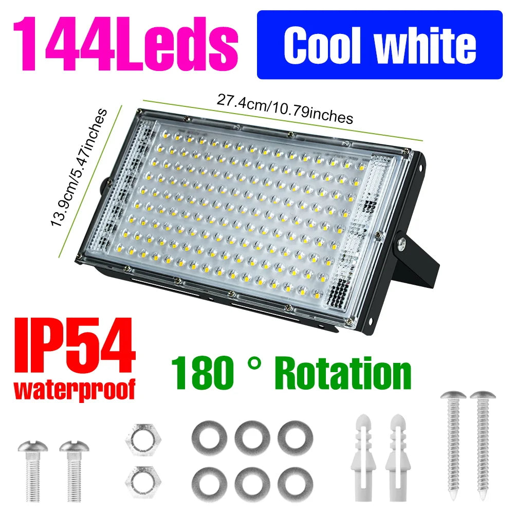 projecteur led extérieur moderne 220v noir 4vis 4rondelles 2clous 274mm139mm