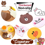 coasters silicones dessins animés personnages cartoona bears rabbits ducks mignons