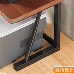 table bois naturel moderne pieds métal lisse noir industrielle trois couches
