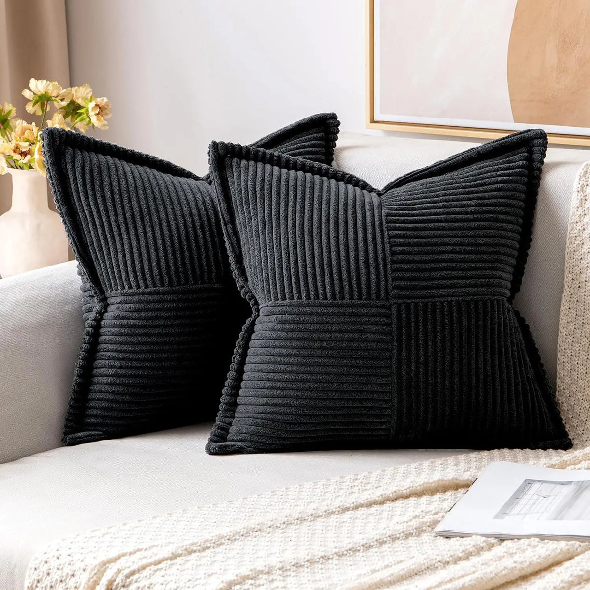 housse coussin velours côtelé rayé beige coussin support lombaire sieste lit classique polyester coton