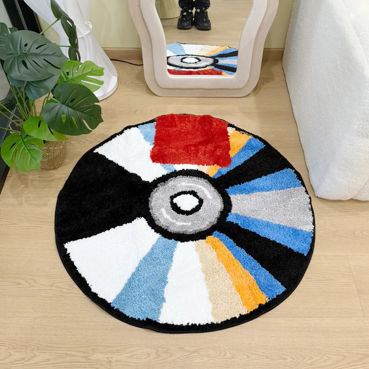 tapis floqué tufté moderne rayures colorées antidérapant polyester intérieur salon chambre sdb adultes