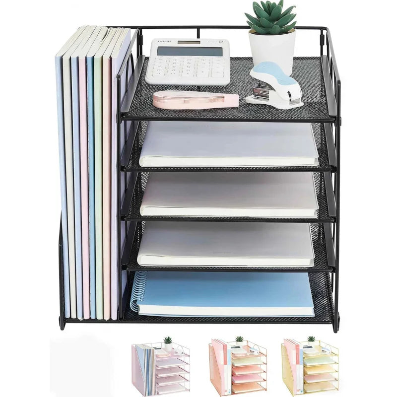 rangements multi niveaux moderne organisateur documents porte fichiers métallique lisse blanc rose