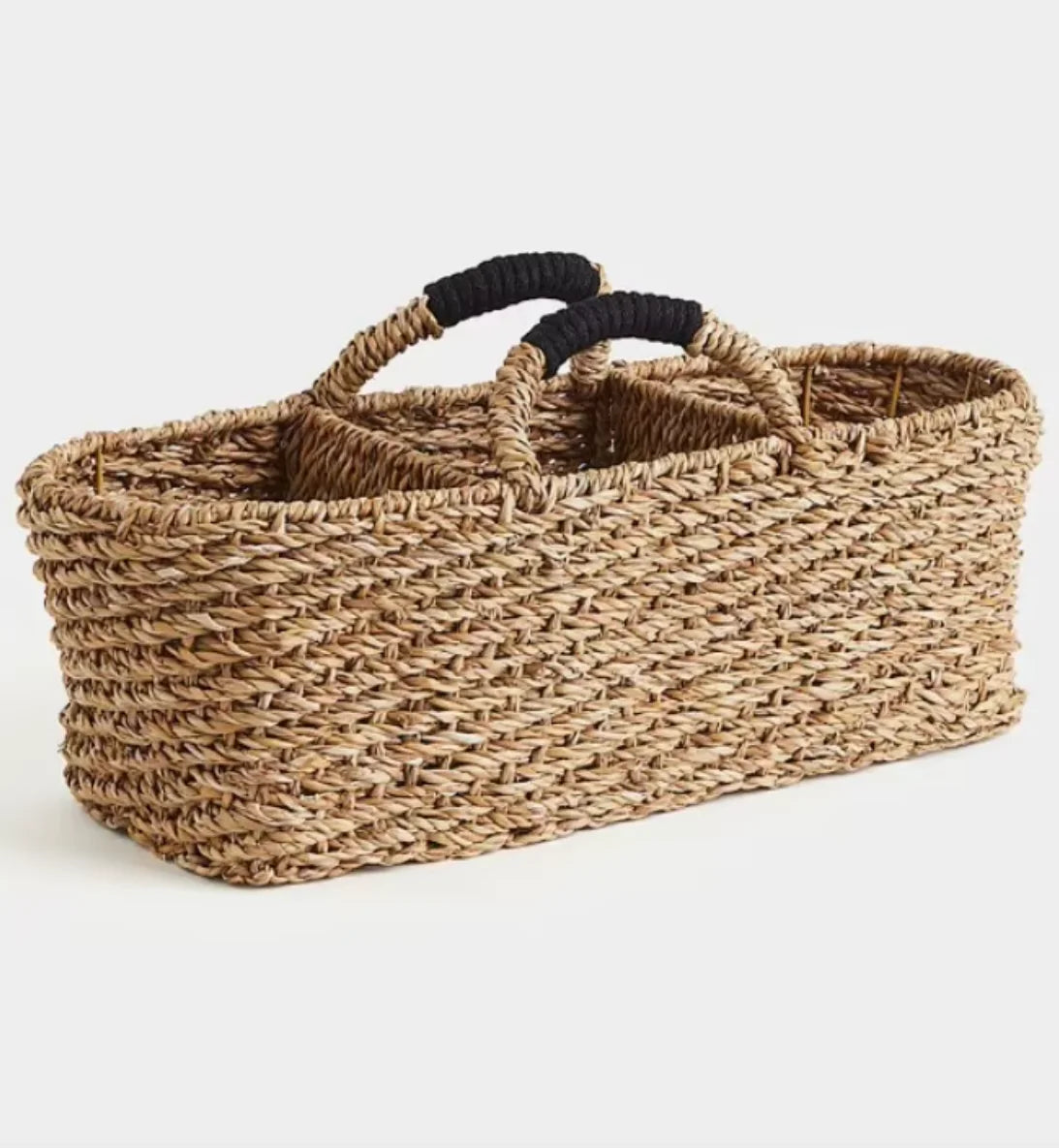 panier rangement tressé réutilisable bois compartiments organisation décoration bohème rustic