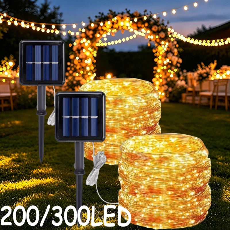 guirlande lumineuse solaire led blanc chaud filament extérieur jardin terrasse décoration nuit étanche piquet