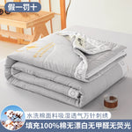 couvre lit moderne gris clair broderie dorée coton doux matelassé chambre grande taille