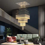lustre moderne élégant cristaux transparents métal doré 20 lumières chrome