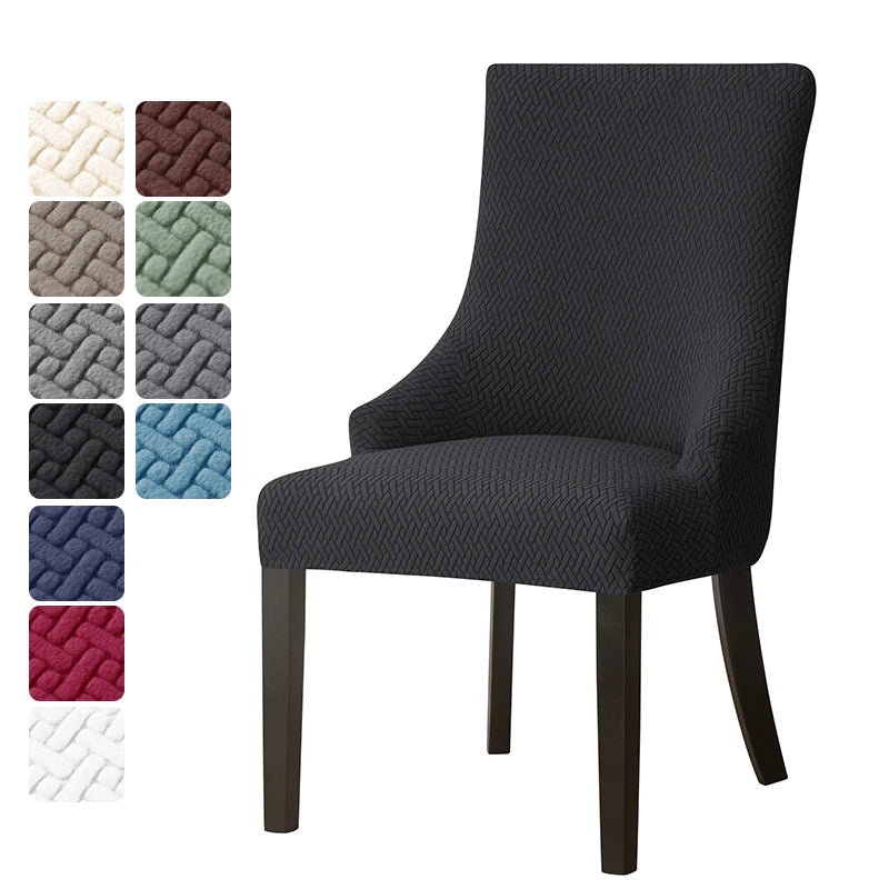 housse chaise mariage tissée motifs géométriques moderne gris bleu blanc elasthanne polyester