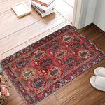tapis ethnique traditionnel rouge bleu beige antidérapant intérieur extérieur doux porte sol cuisine