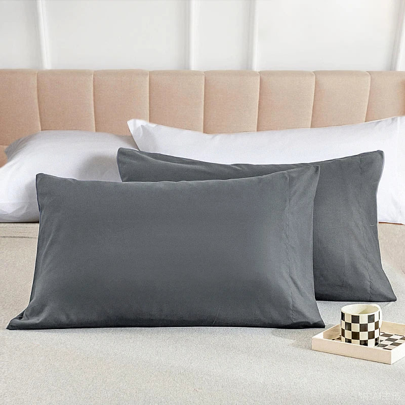 protège oreiller gris uni moderne qualité polyester lit maison simple 20x30inch