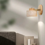 lampe murale bois texture pierreuse scandinave moderne rustique fixée mur opaque abat jour led