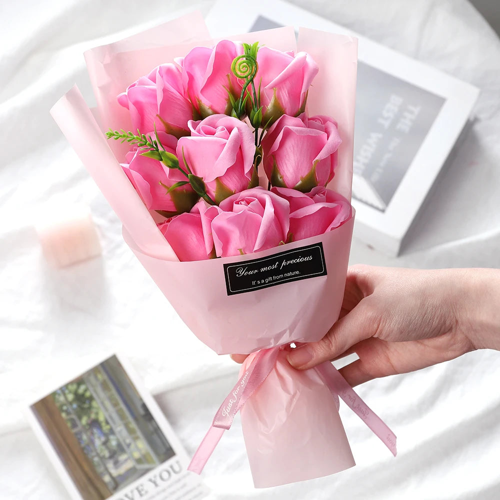 bouquet roses artificielles papier rose ruban attache decoration intérieure événement anniversaire mariage baby shower