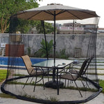 moustiquaire transparente parasol table chaises extérieures jardin patio